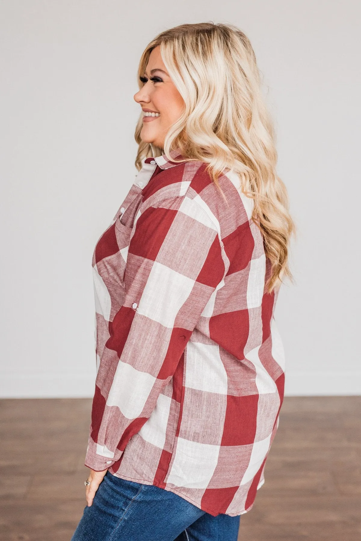 Sounds Of The Season Plaid Top- Cranberry Red