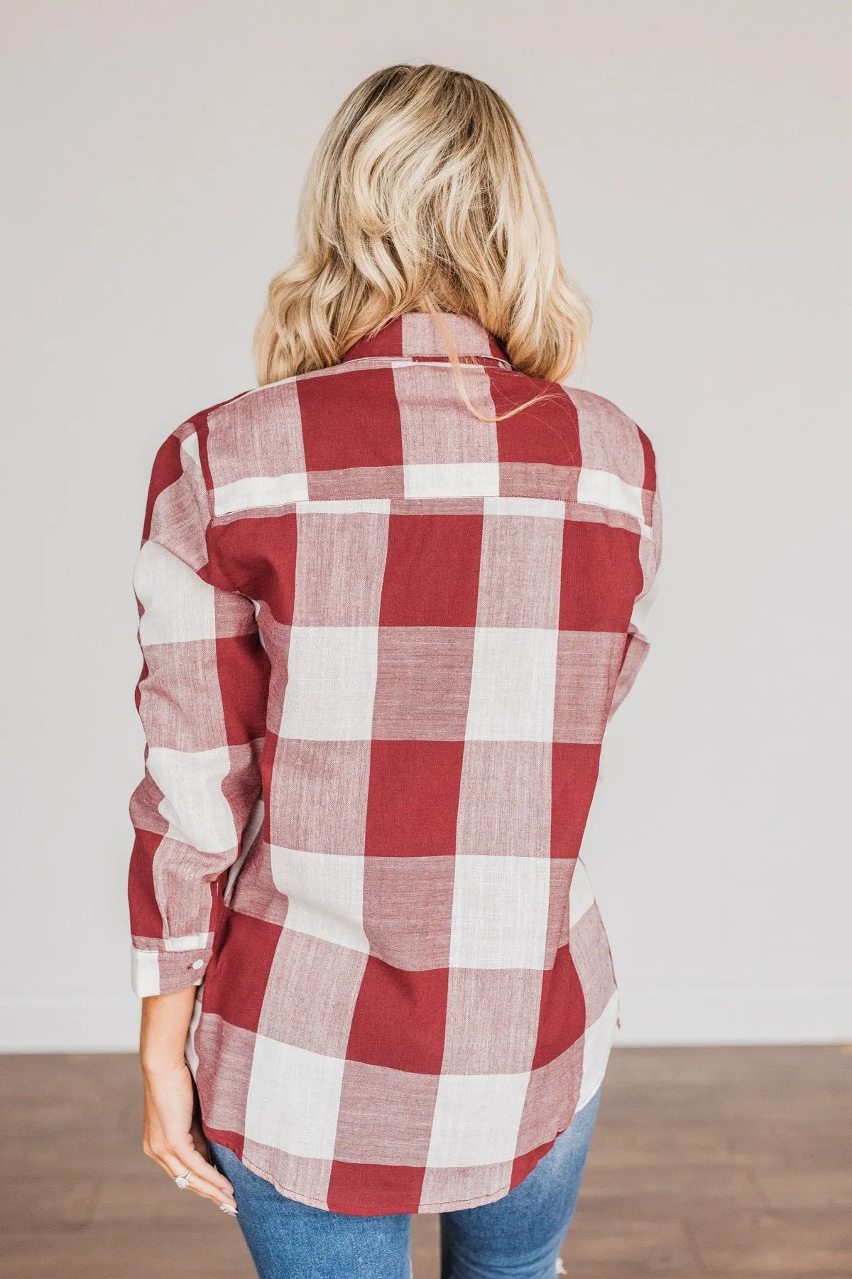 Sounds Of The Season Plaid Top- Cranberry Red