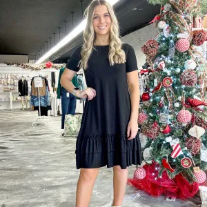 Southern Flair Ruffle Hem Dress | Black