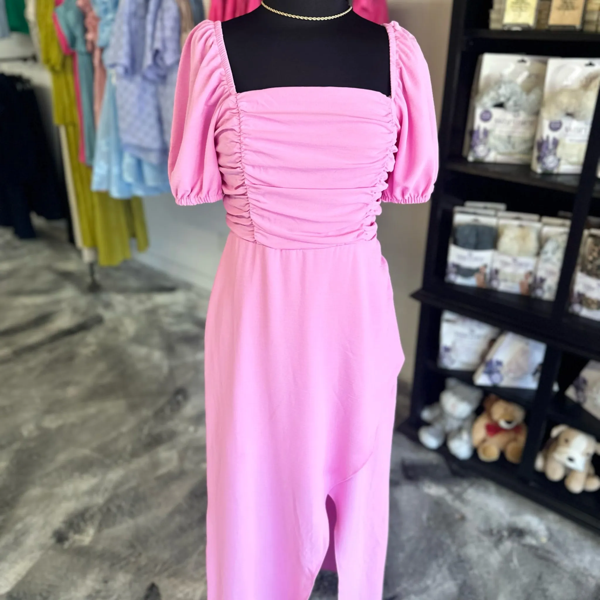Springtime Soiree Pink Midi Dress