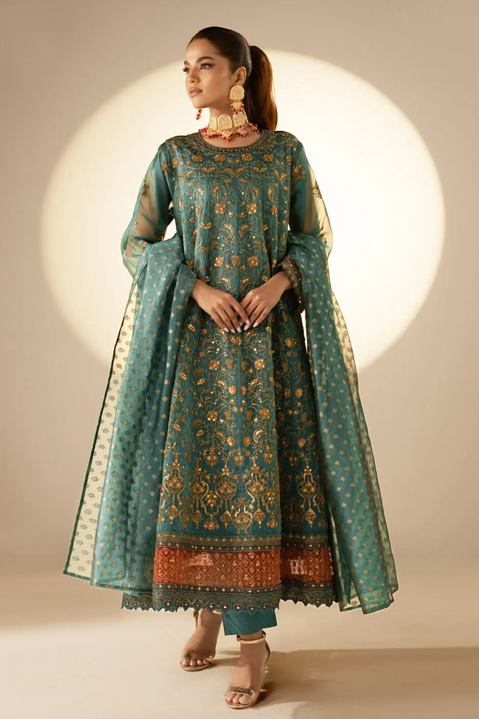 Stitched - 3 Pc Organza Outfit