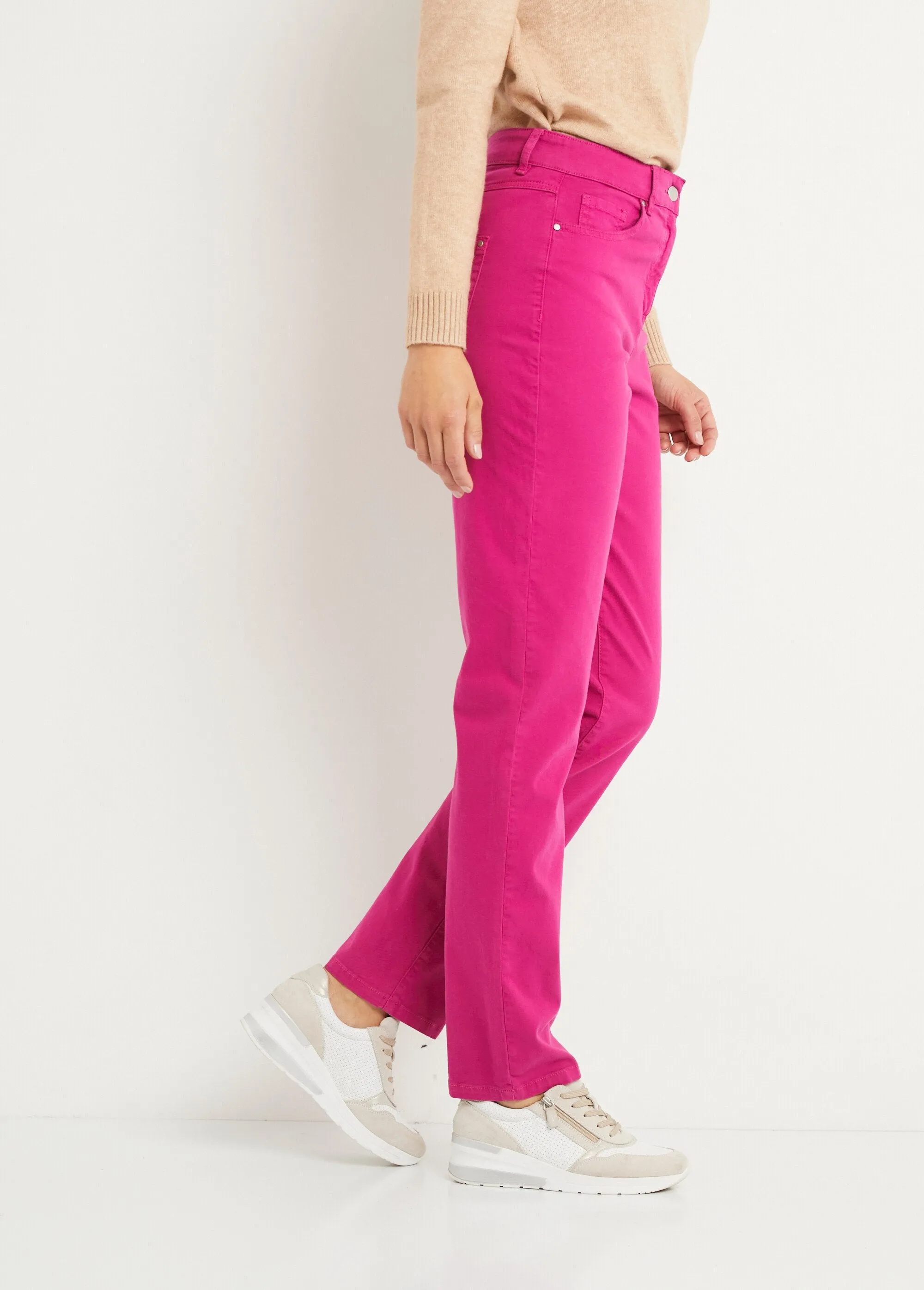 Straight-leg 5-pocket stretch cotton pants