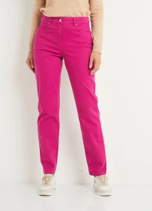 Straight-leg 5-pocket stretch cotton pants