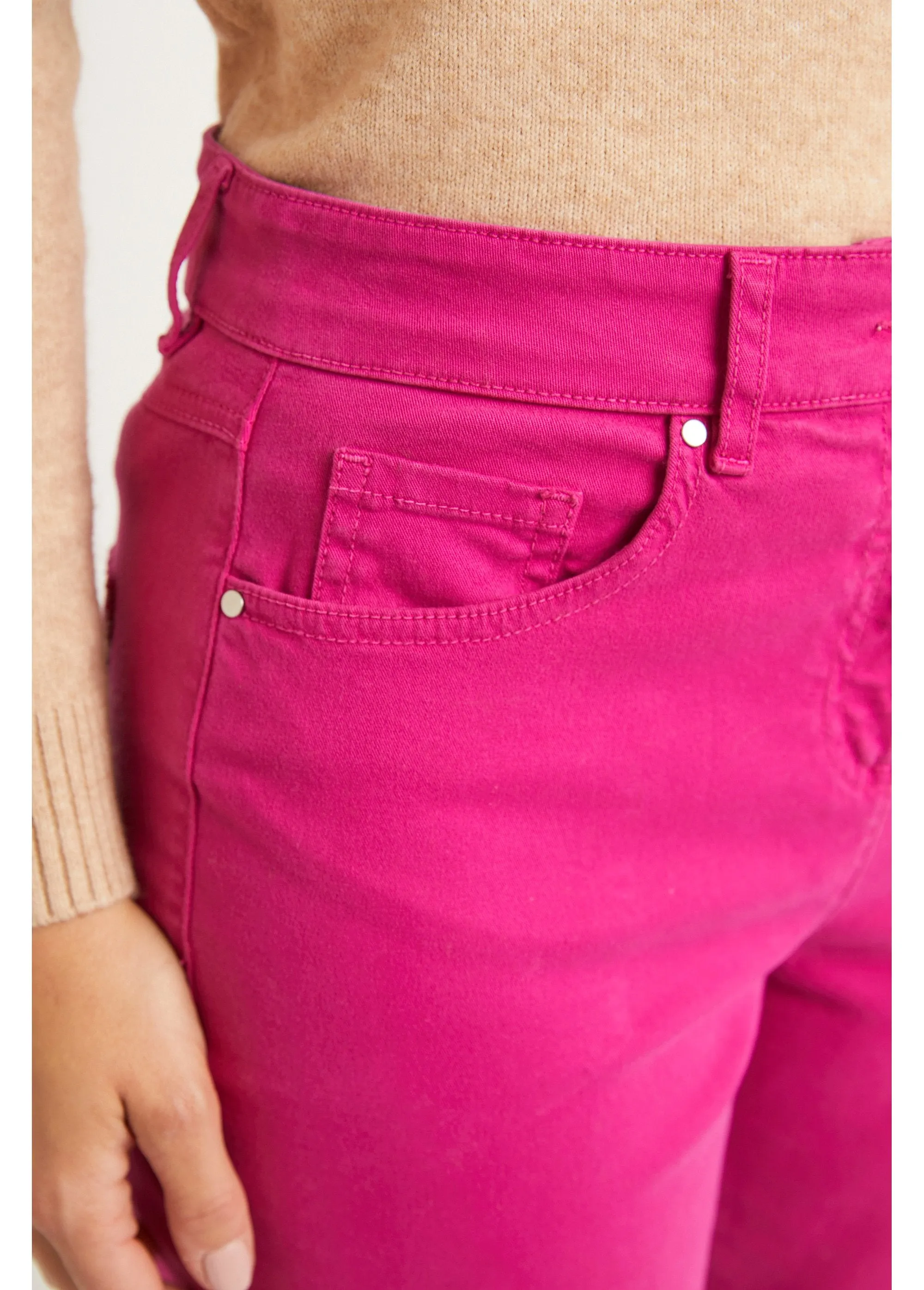 Straight-leg 5-pocket stretch cotton pants