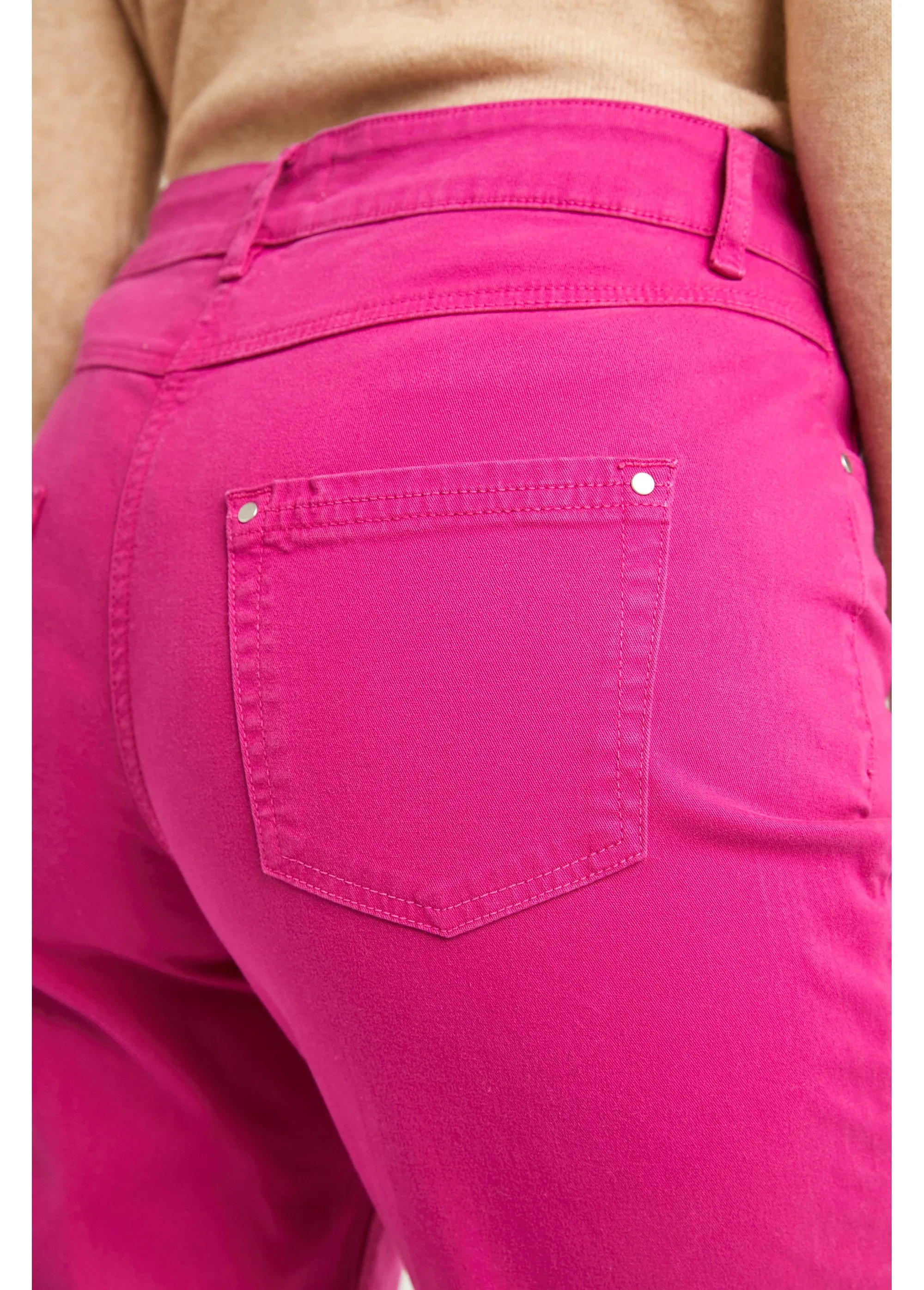 Straight-leg 5-pocket stretch cotton pants