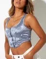 Stretch Satin Velvet Rose Corset Crop Top
