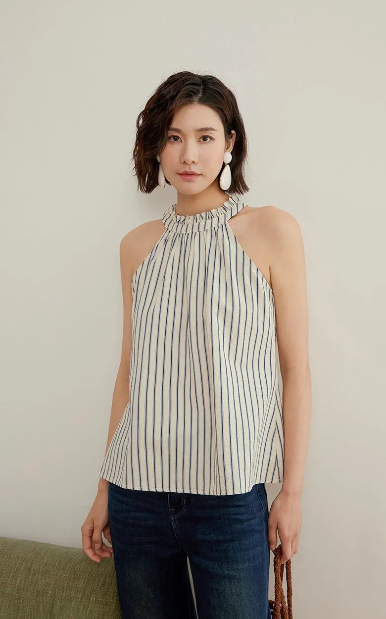 Striped Halter Top in White