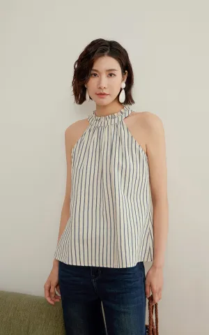 Striped Halter Top in White