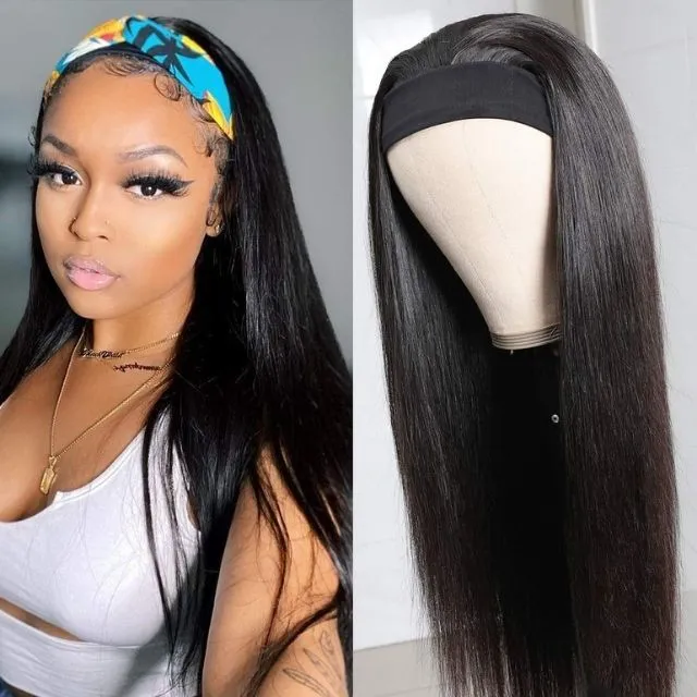 【Super Sale】Headband Easy Wear Glueless Wig for Beginners - Natural Black Human Hair Protective Style