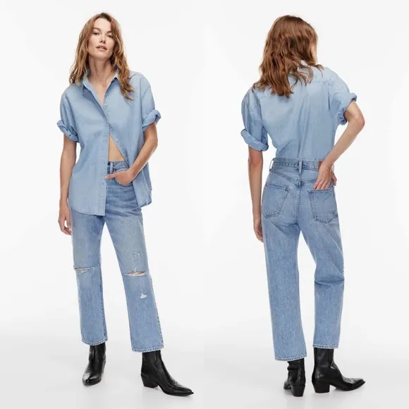 Sz 24 Short Aritzia Denim Forum The Joni High Rise Loose 26l GUC