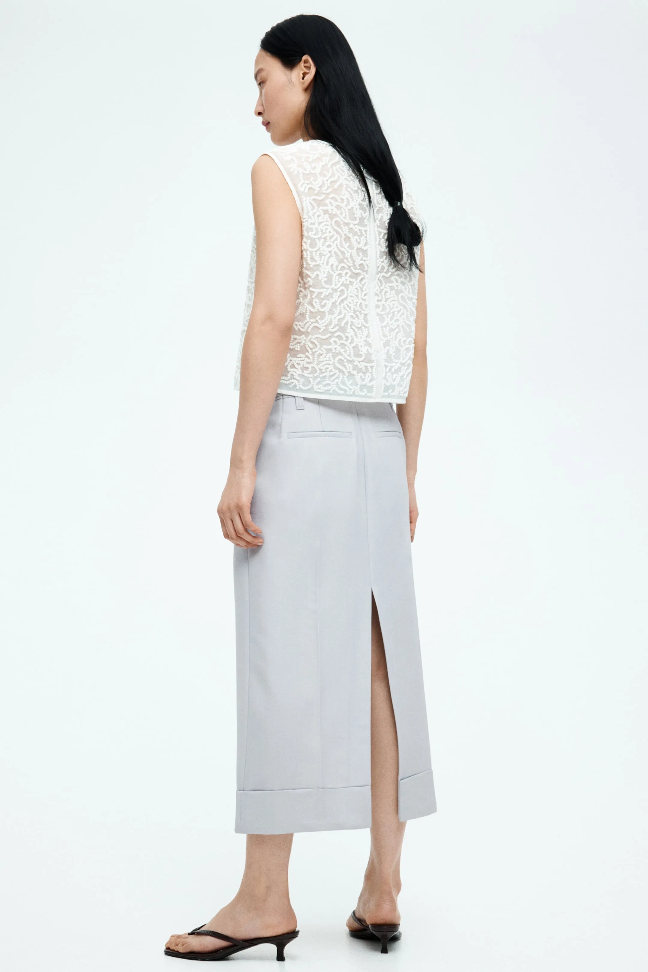 Tailored wool-blend skirt