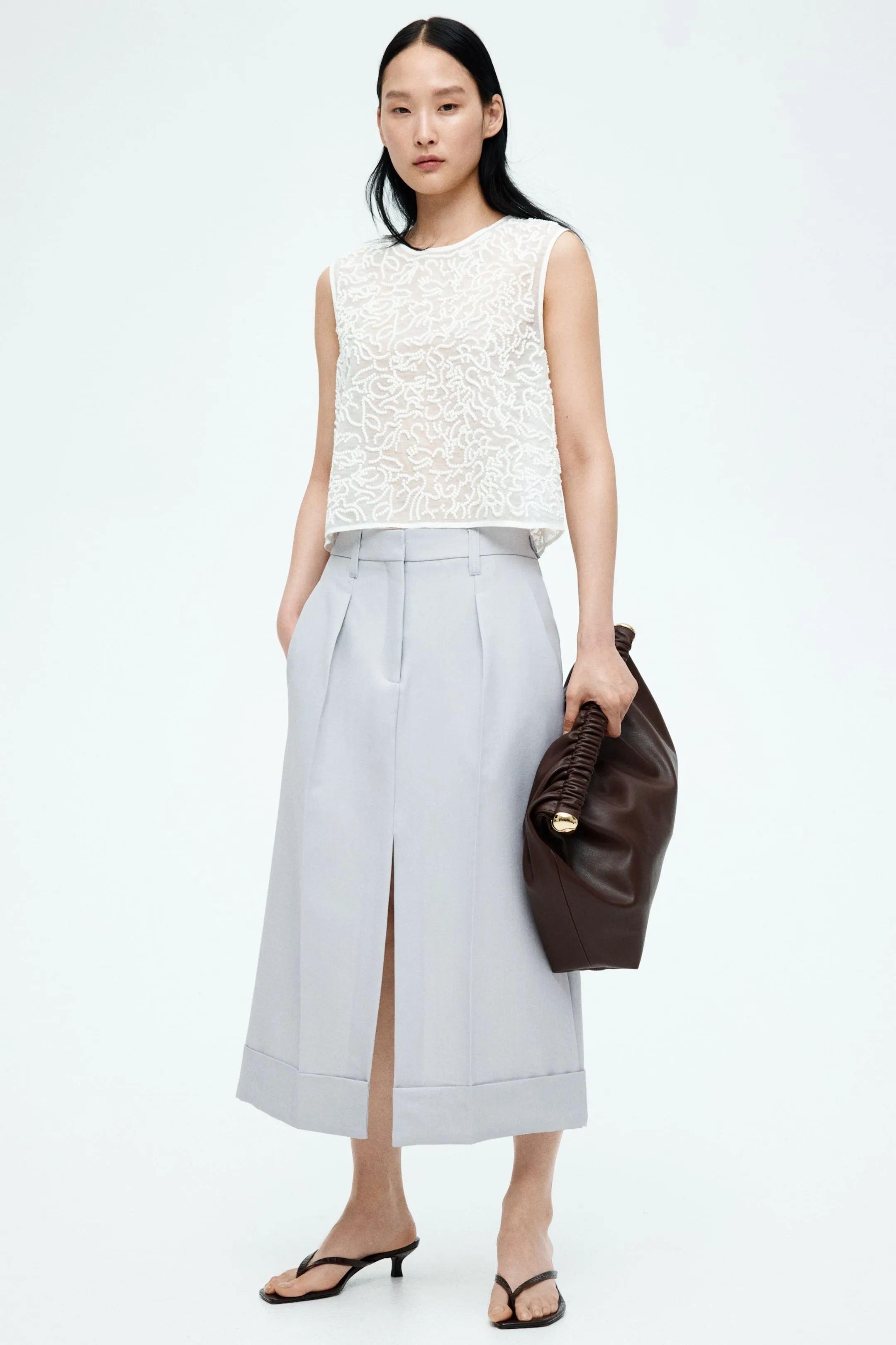 Tailored wool-blend skirt