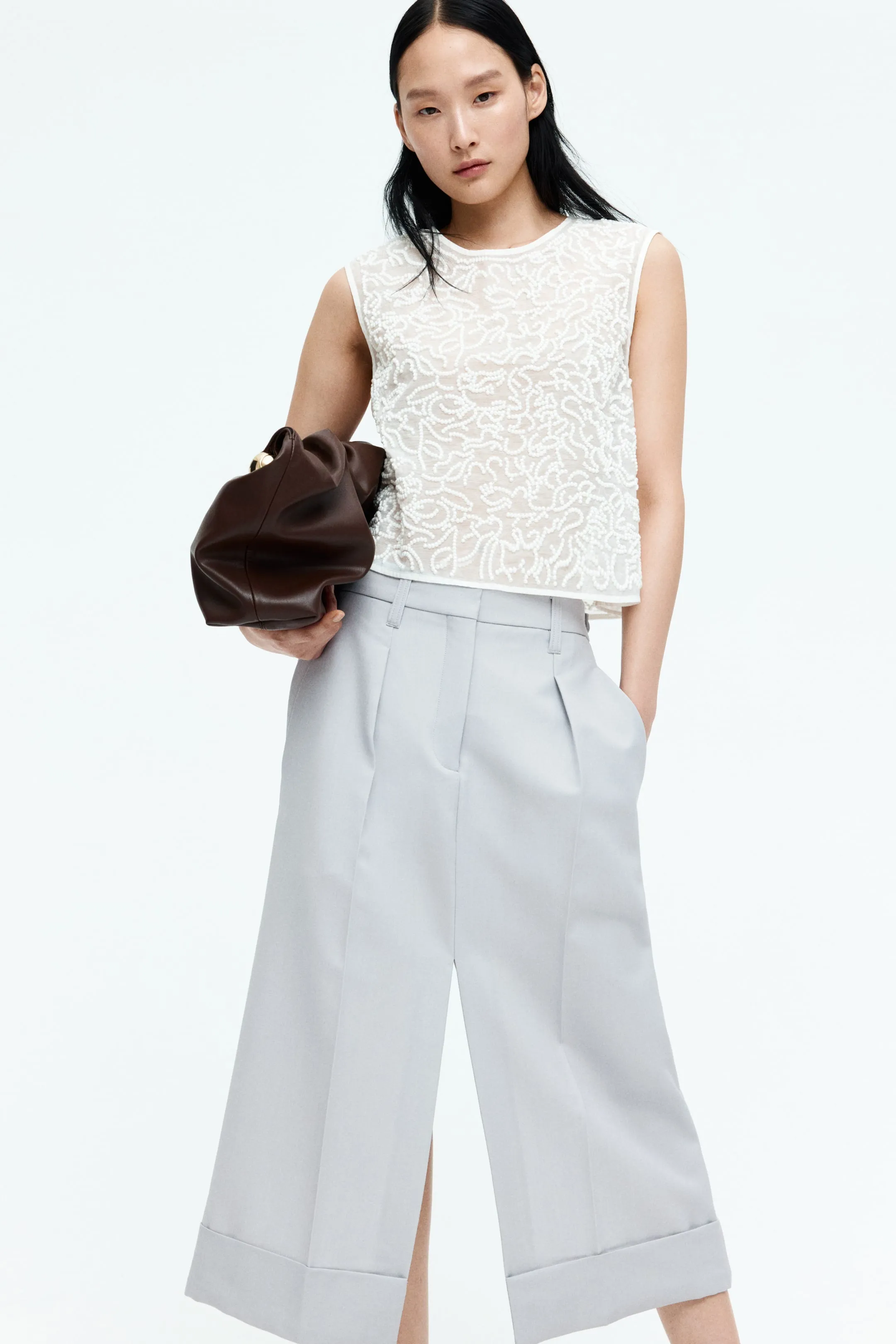 Tailored wool-blend skirt