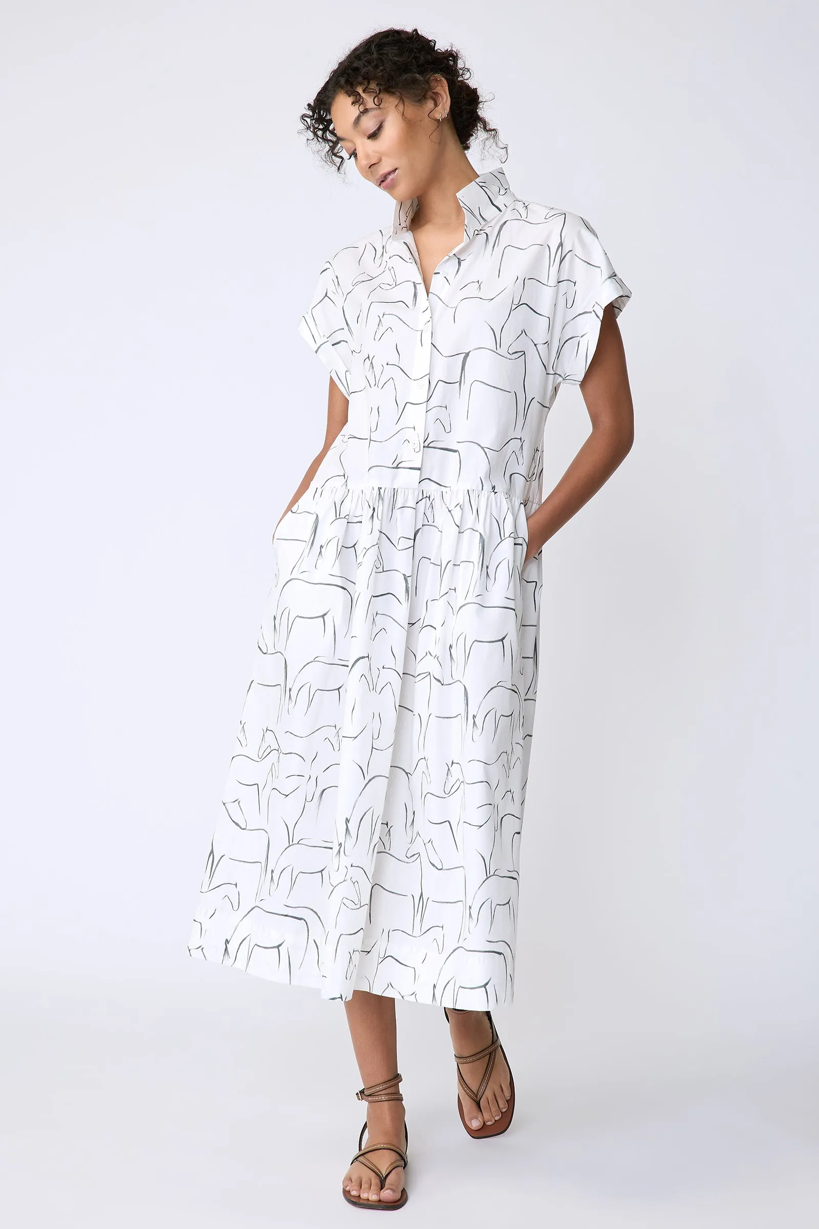 Tanya Shirt Dress - Horse Print