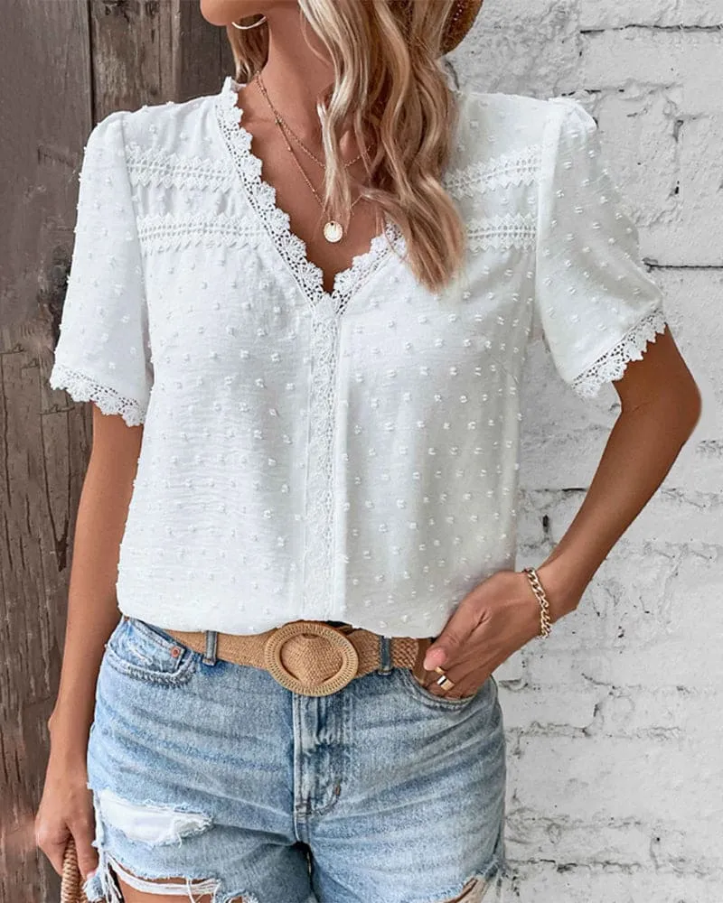 Tatiana® | Short Sleeve Lace Shirt