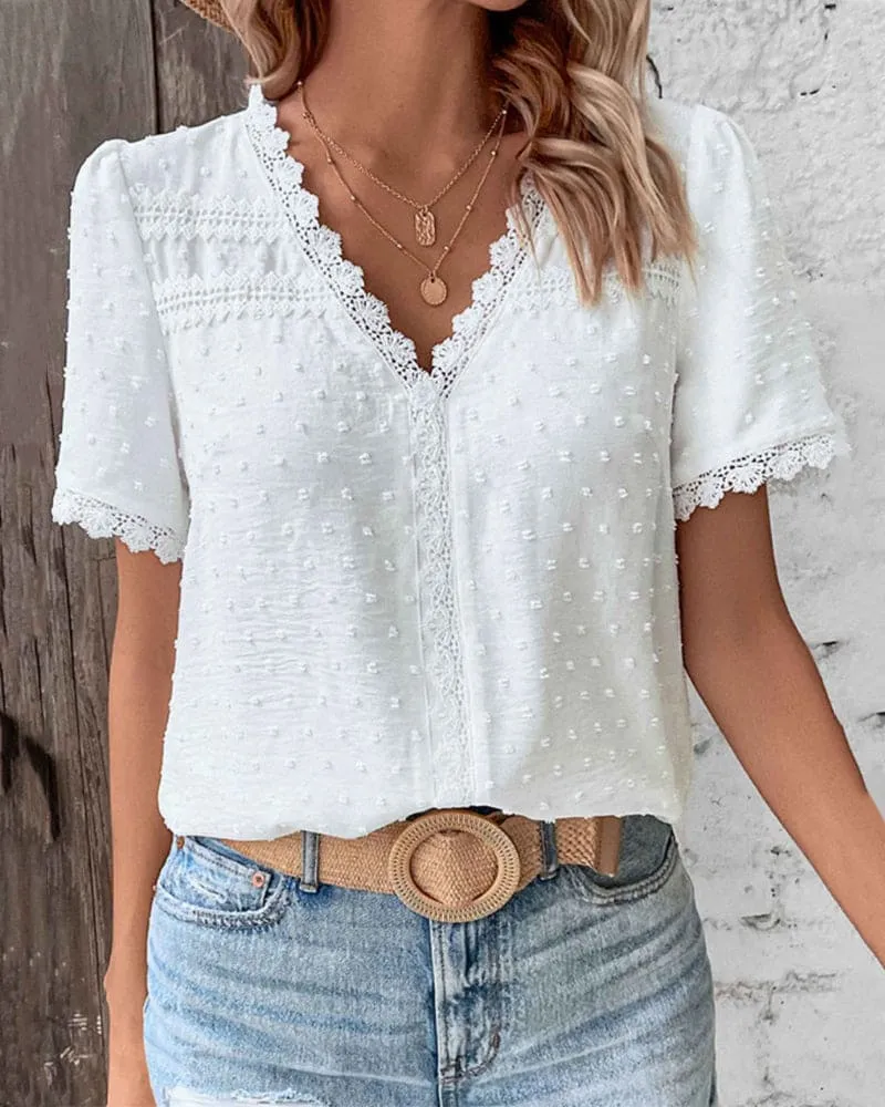 Tatiana® | Short Sleeve Lace Shirt