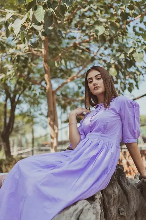 Taylor Lilac Collared Midi Dress