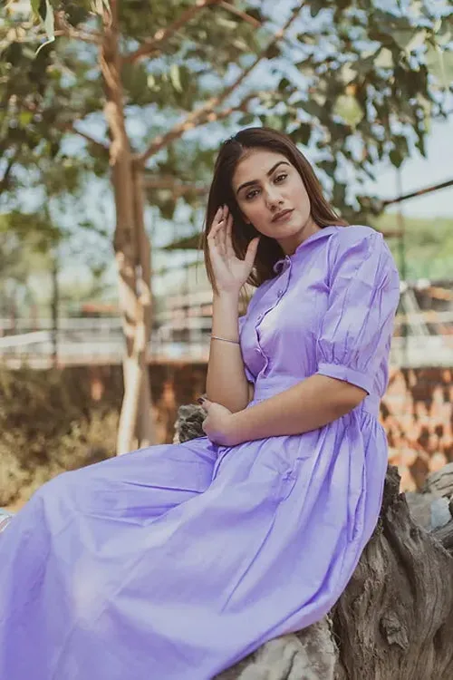 Taylor Lilac Collared Midi Dress