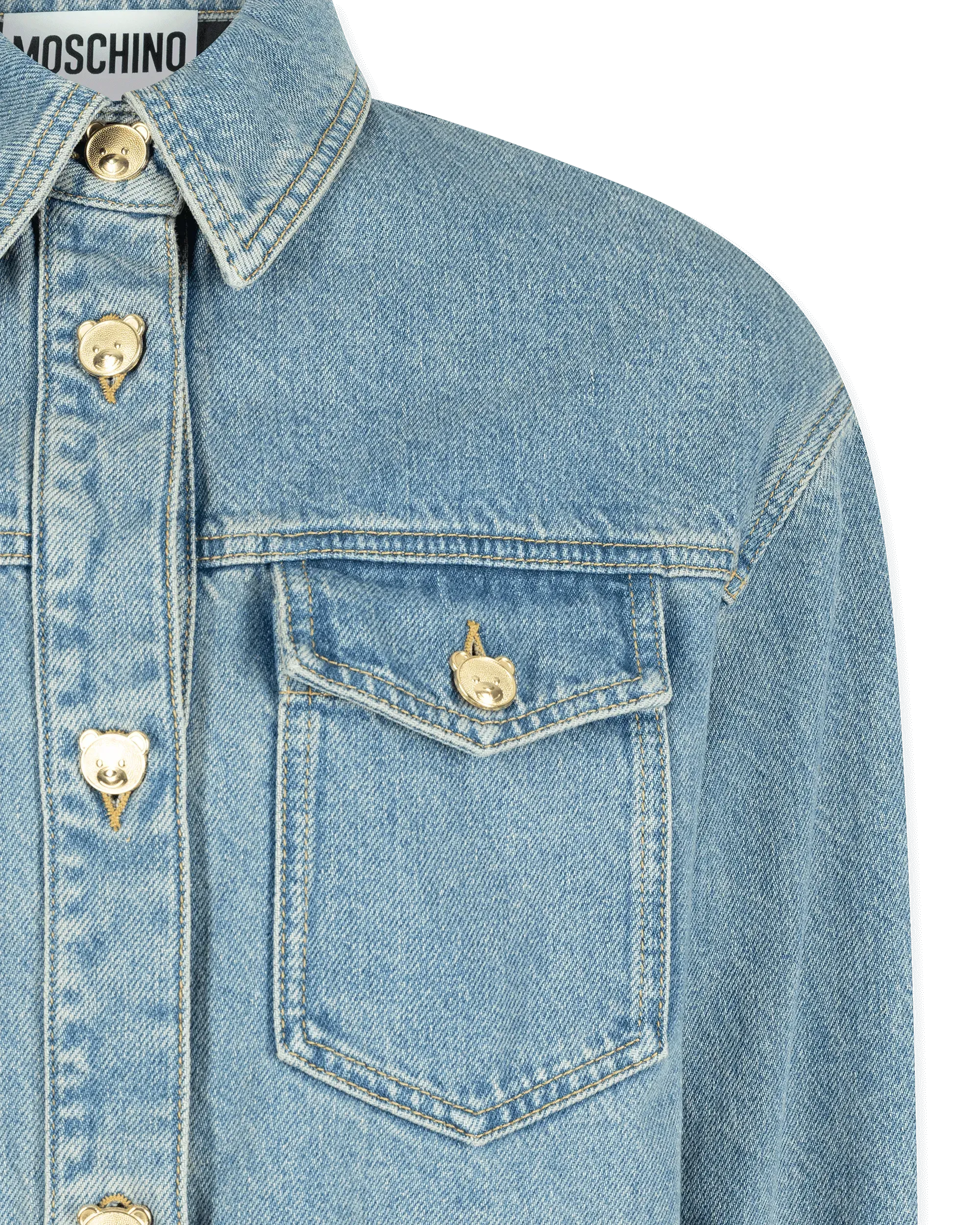 Teddy Buttons Blue Denim Shirt Dress