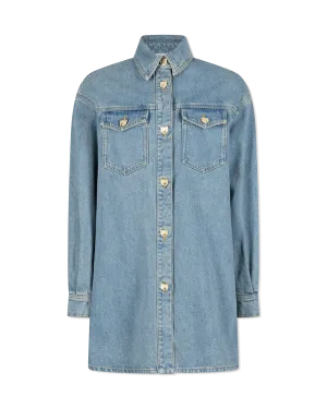 Teddy Buttons Blue Denim Shirt Dress
