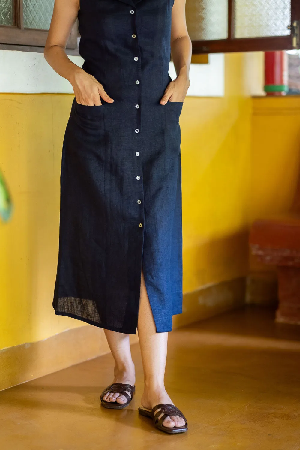 The Linen Notch Collar Dress