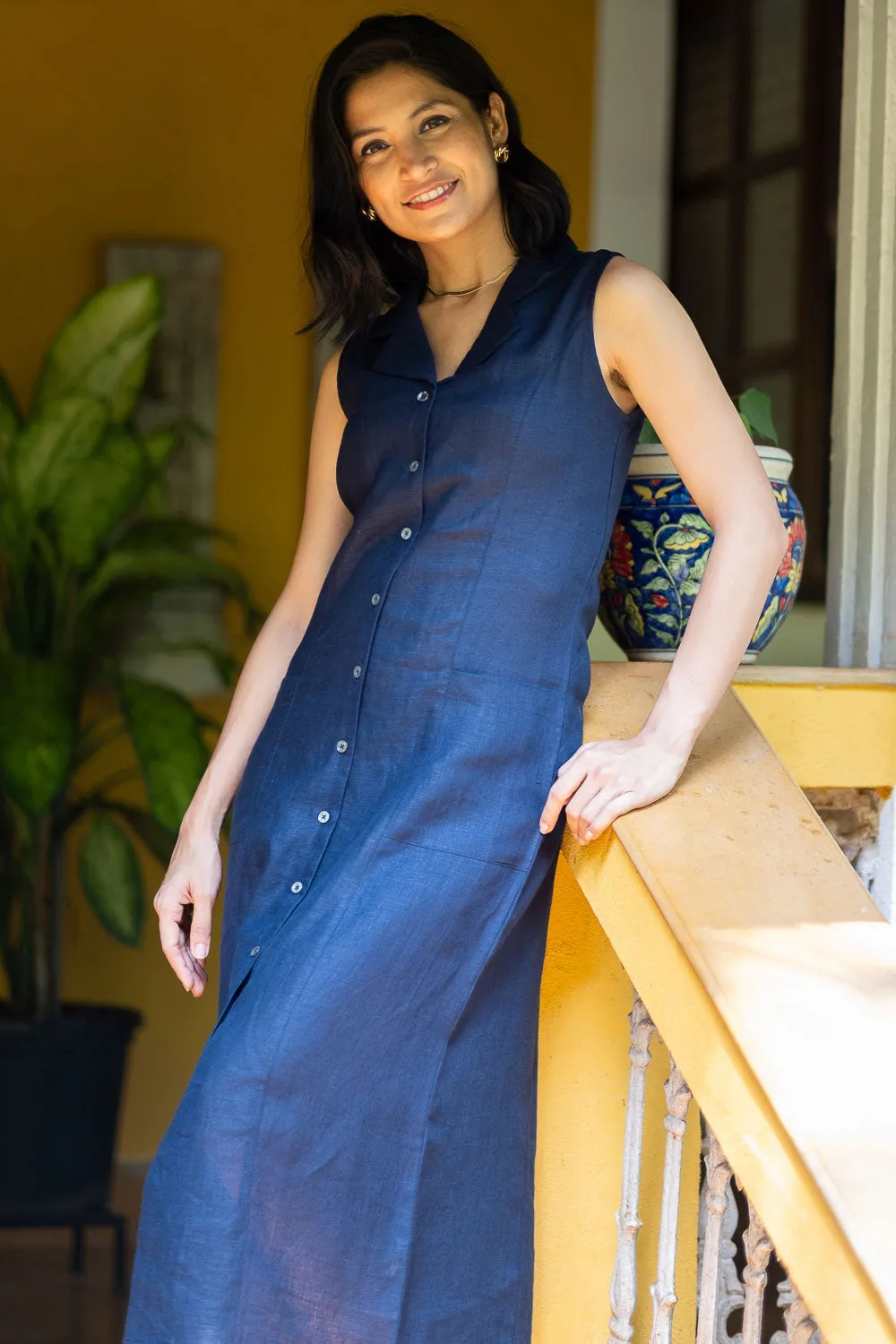 The Linen Notch Collar Dress