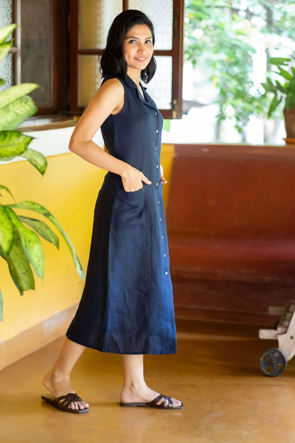 The Linen Notch Collar Dress