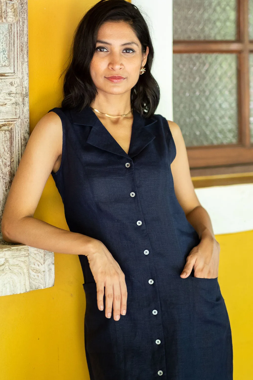 The Linen Notch Collar Dress