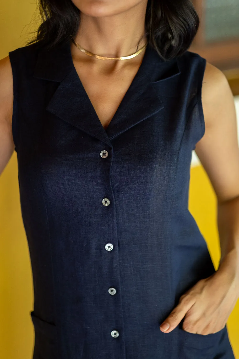 The Linen Notch Collar Dress