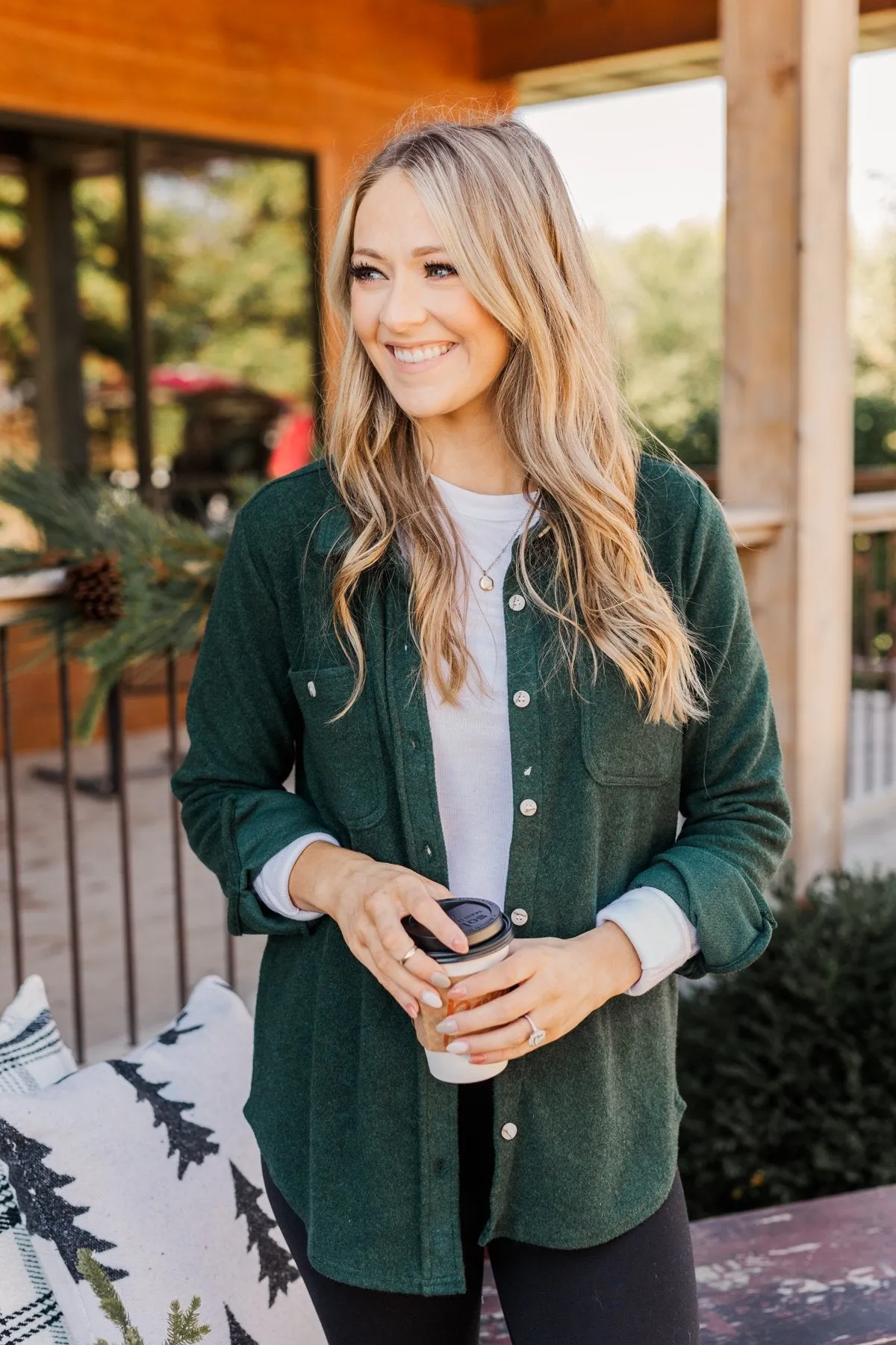 Thread & Supply Free Falling Lightweight Button Down Jacket- Wintergreen
