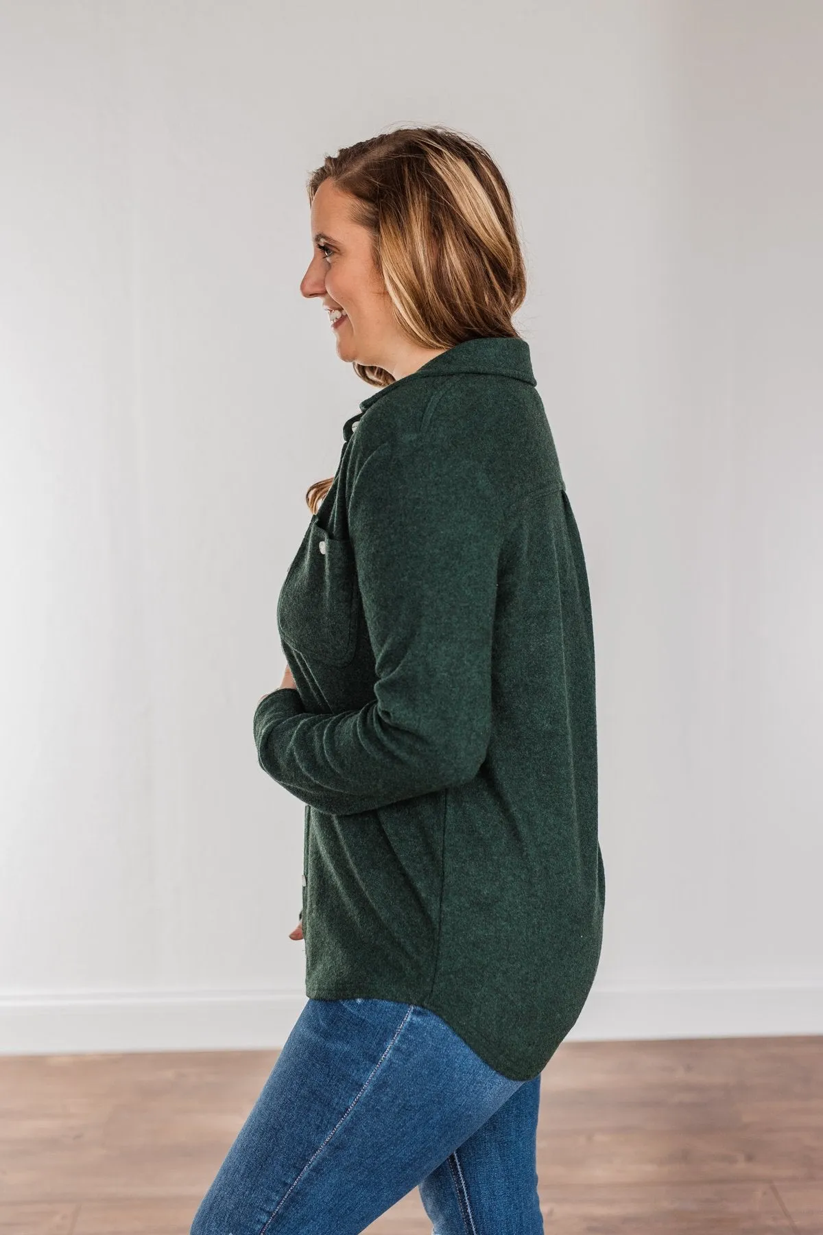 Thread & Supply Free Falling Lightweight Button Down Jacket- Wintergreen