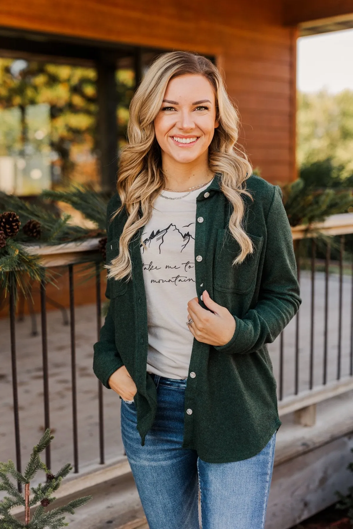 Thread & Supply Free Falling Lightweight Button Down Jacket- Wintergreen