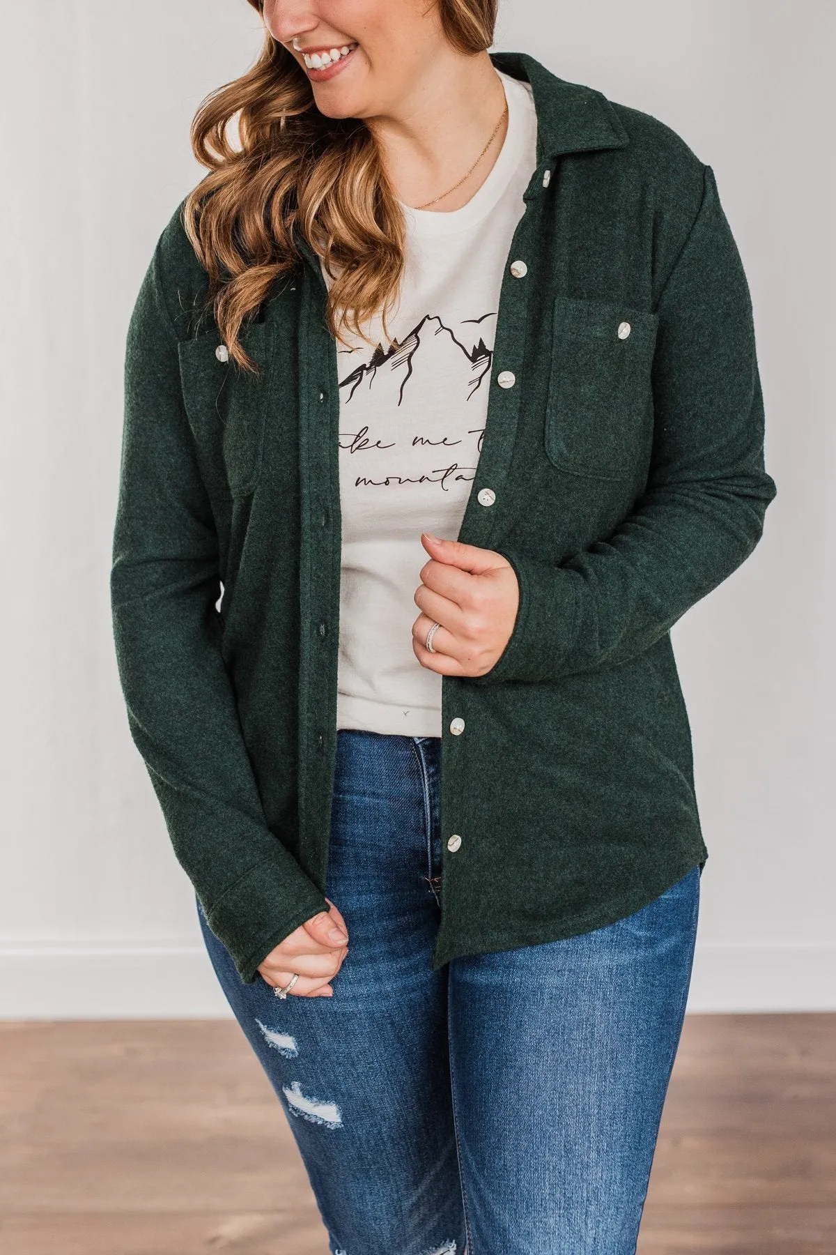 Thread & Supply Free Falling Lightweight Button Down Jacket- Wintergreen