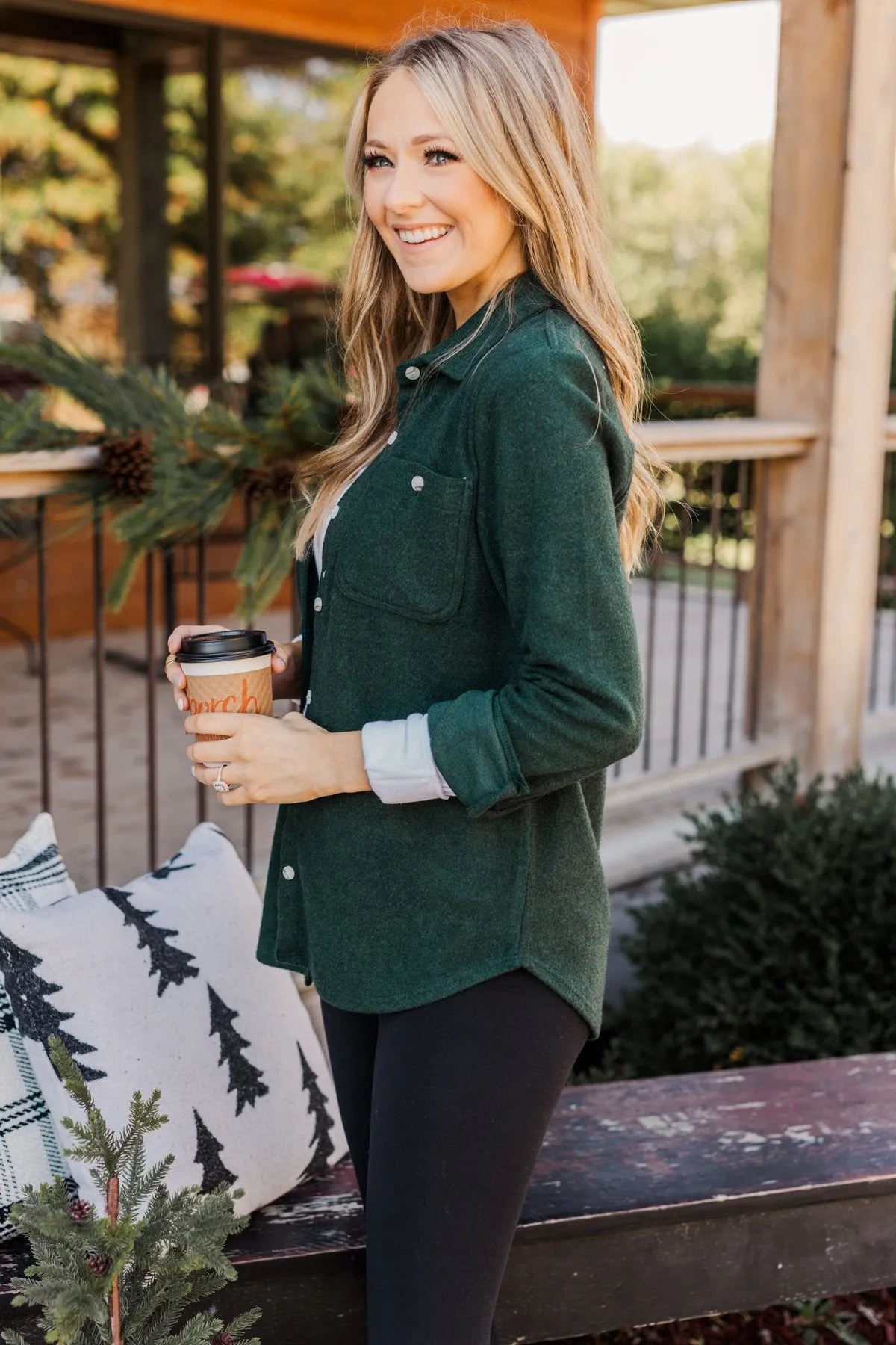 Thread & Supply Free Falling Lightweight Button Down Jacket- Wintergreen