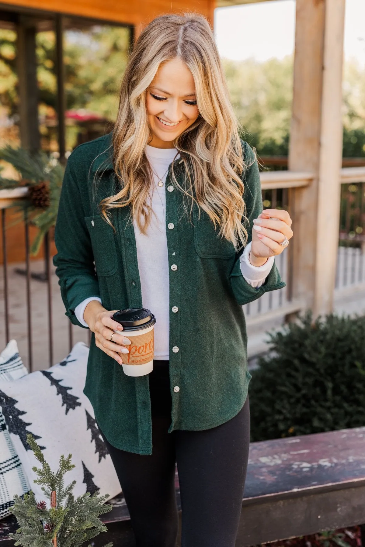 Thread & Supply Free Falling Lightweight Button Down Jacket- Wintergreen