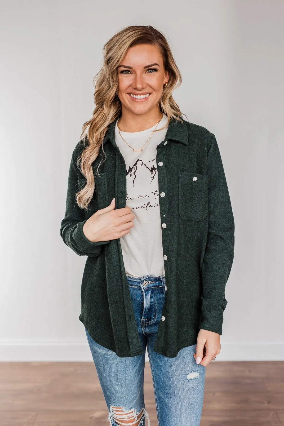 Thread & Supply Free Falling Lightweight Button Down Jacket- Wintergreen