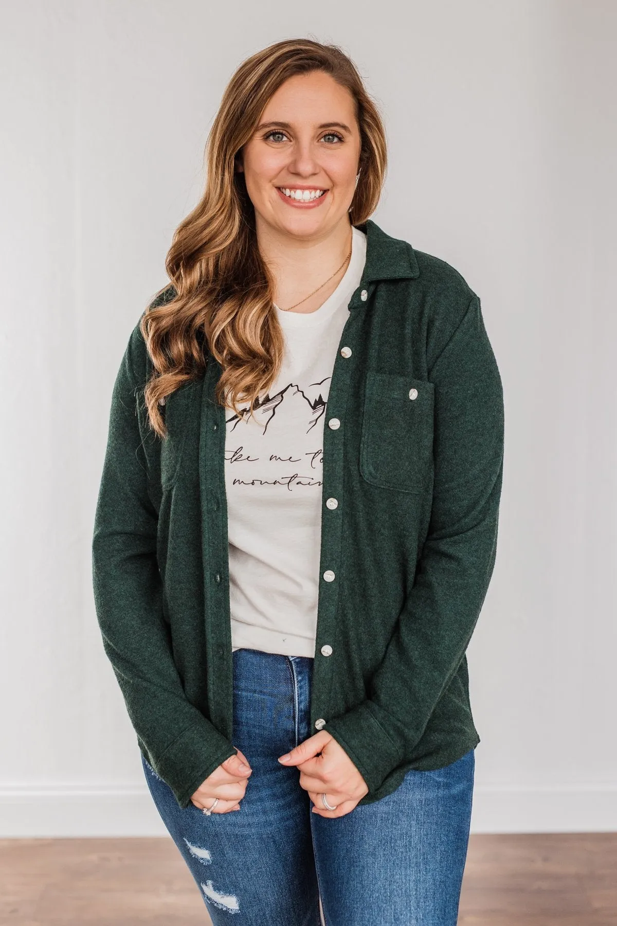 Thread & Supply Free Falling Lightweight Button Down Jacket- Wintergreen