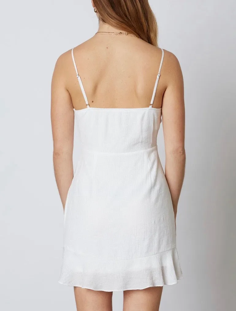Tie Front Ruffle Hem Faux Wrap Mini Dress