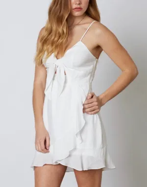 Tie Front Ruffle Hem Faux Wrap Mini Dress