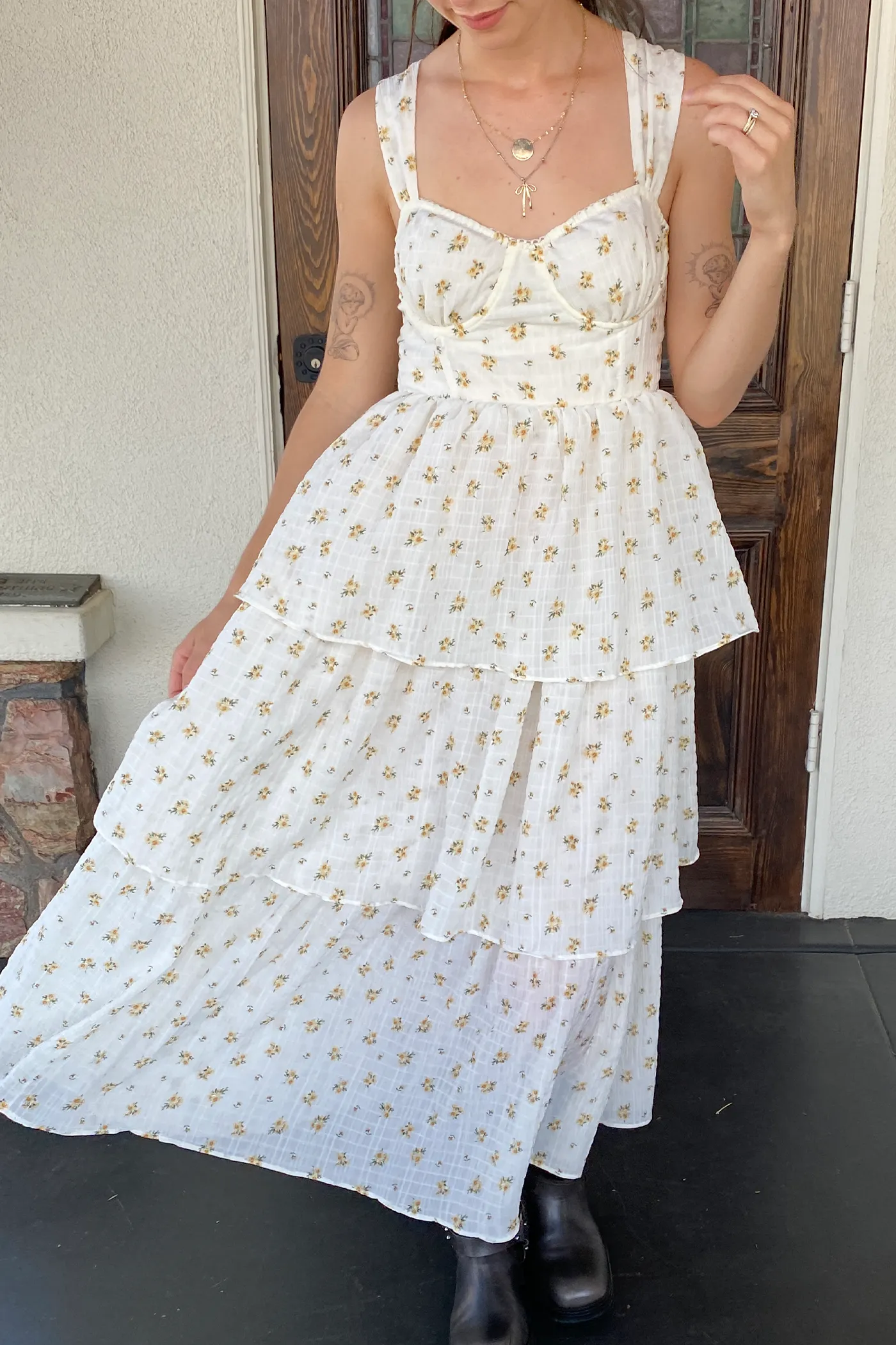 Tiered Floral Midi Dress