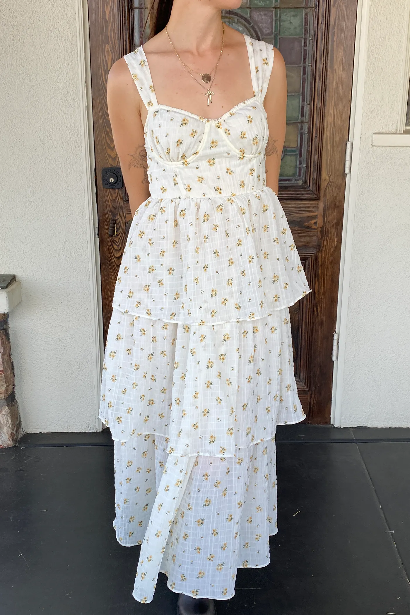Tiered Floral Midi Dress