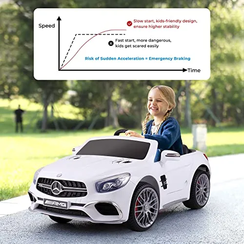 TOBBI 12V Licensed Mercedes Benz Kids Car Electric Ride On Car Motorized Vehicle with Remote Control, 2 Powerful Motors, LED Lights, MP3 Player/USB Port/TF Interface, White