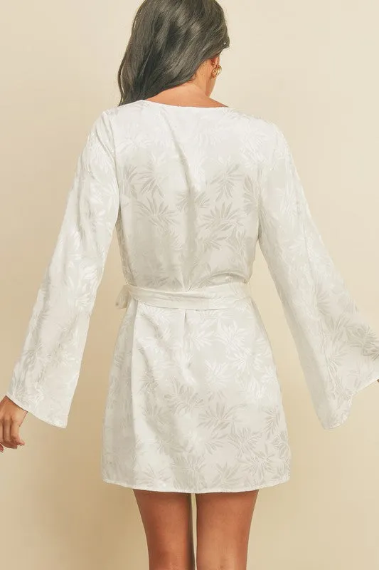 Tropical Jacquard Kimono Mini Dress