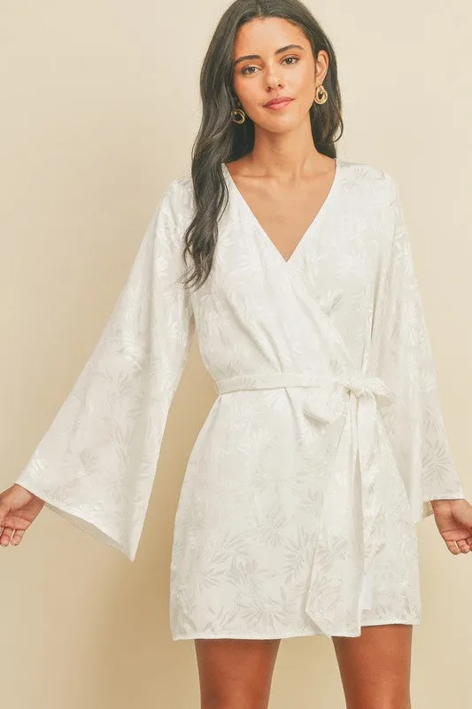 Tropical Jacquard Kimono Mini Dress