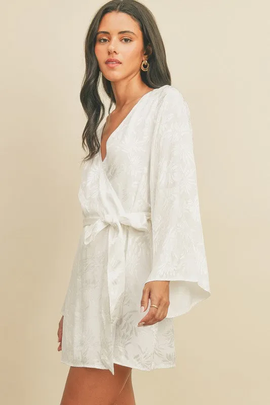 Tropical Jacquard Kimono Mini Dress