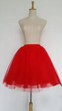Tulle Skirts Womens 7 Layers High Summer Womens Adult Tutu Skirt Pleated Midi Skirts