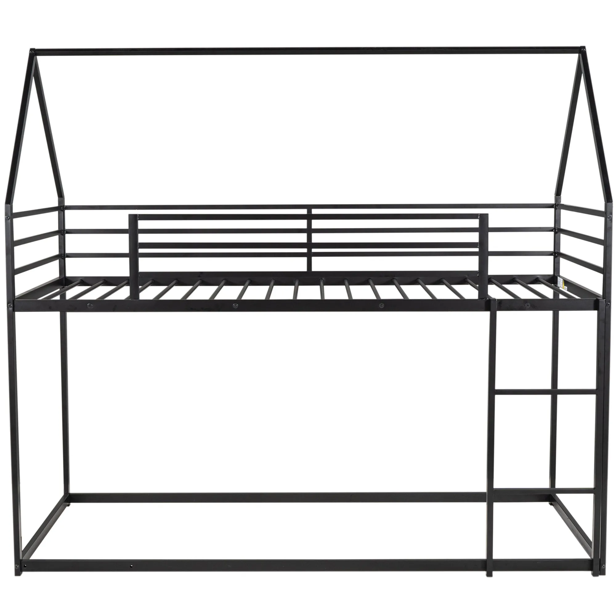 Twin over Twin House Bunk Bed with Built-in Ladder,White