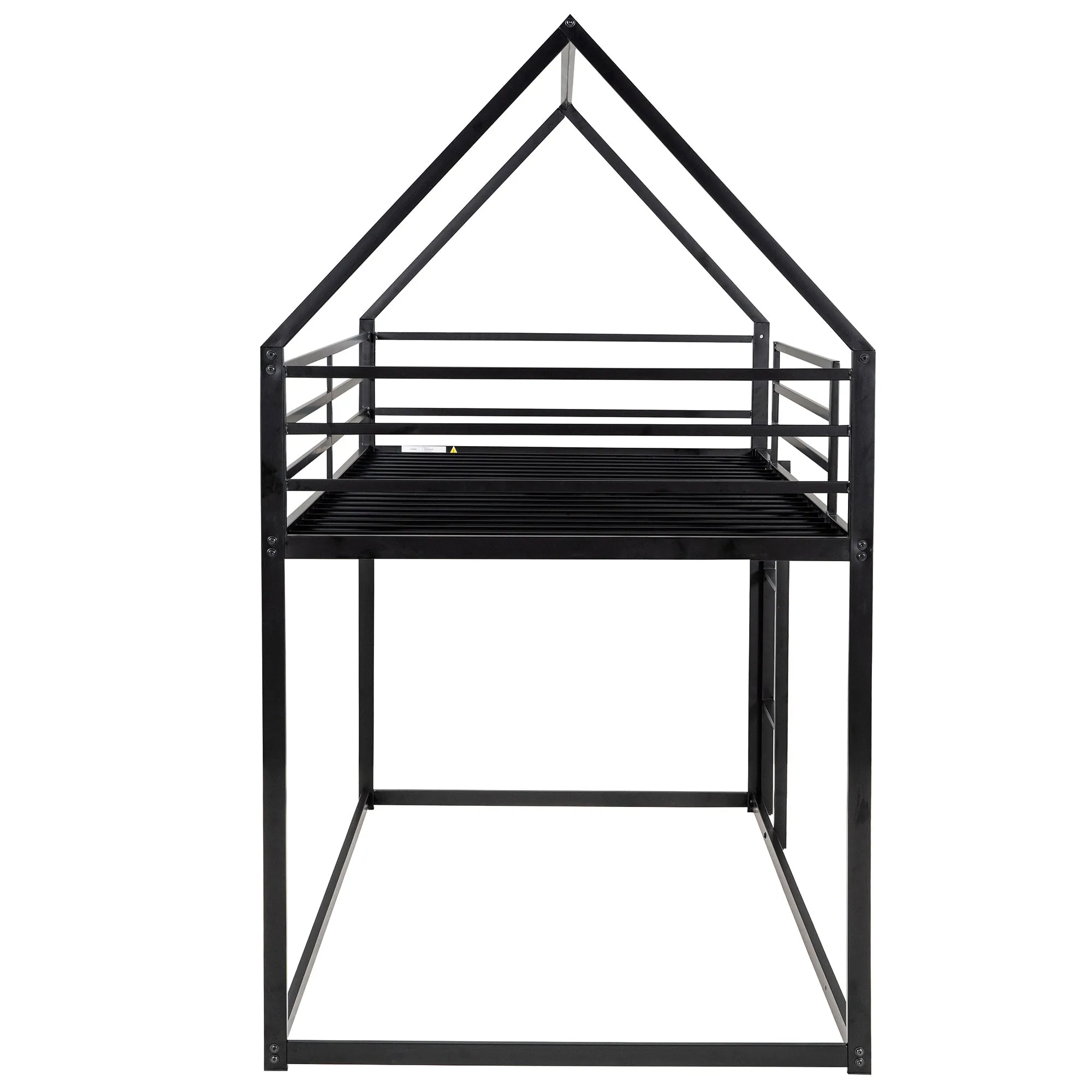 Twin over Twin House Bunk Bed with Built-in Ladder,White