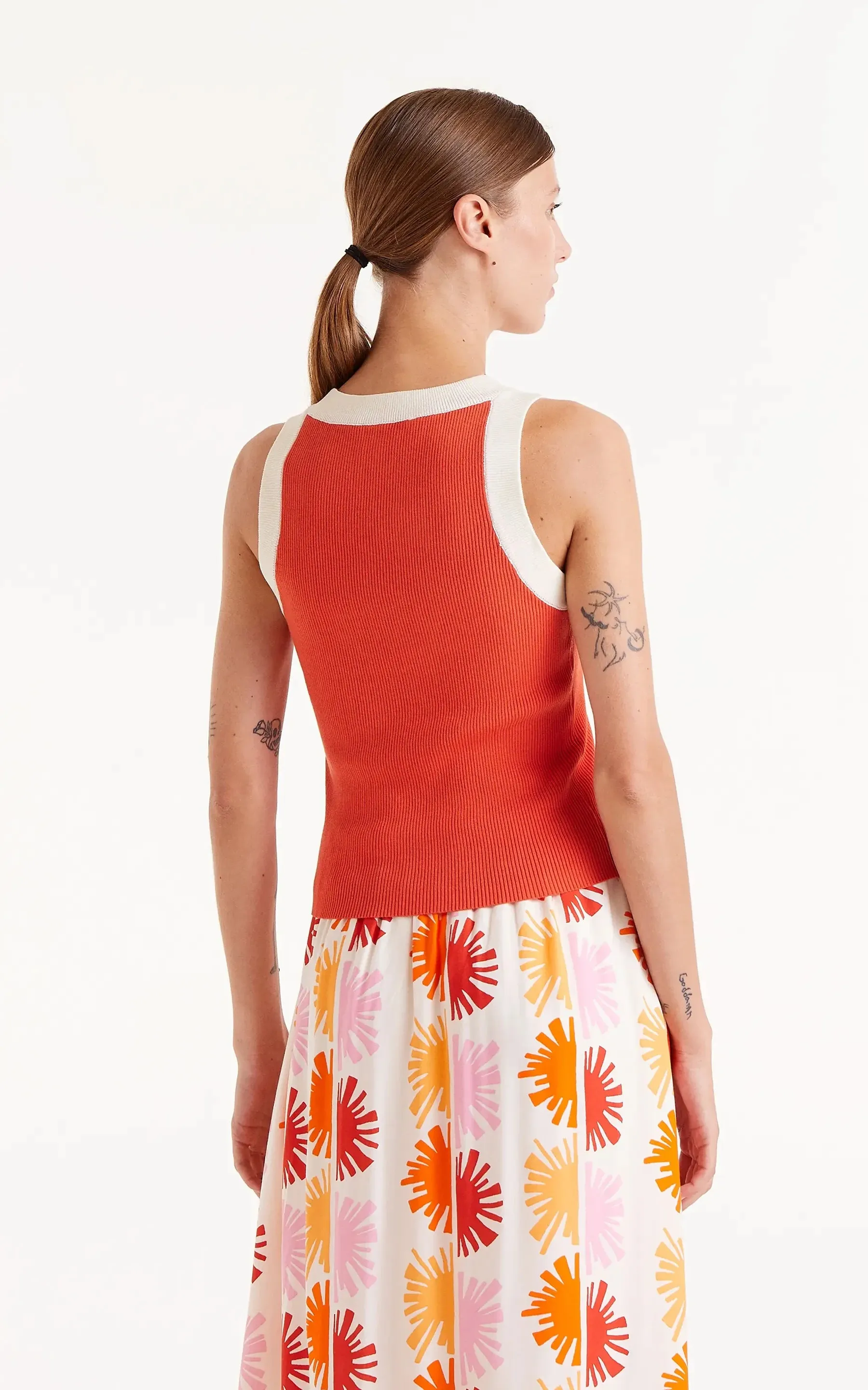 Two Tone Orange Strap Top