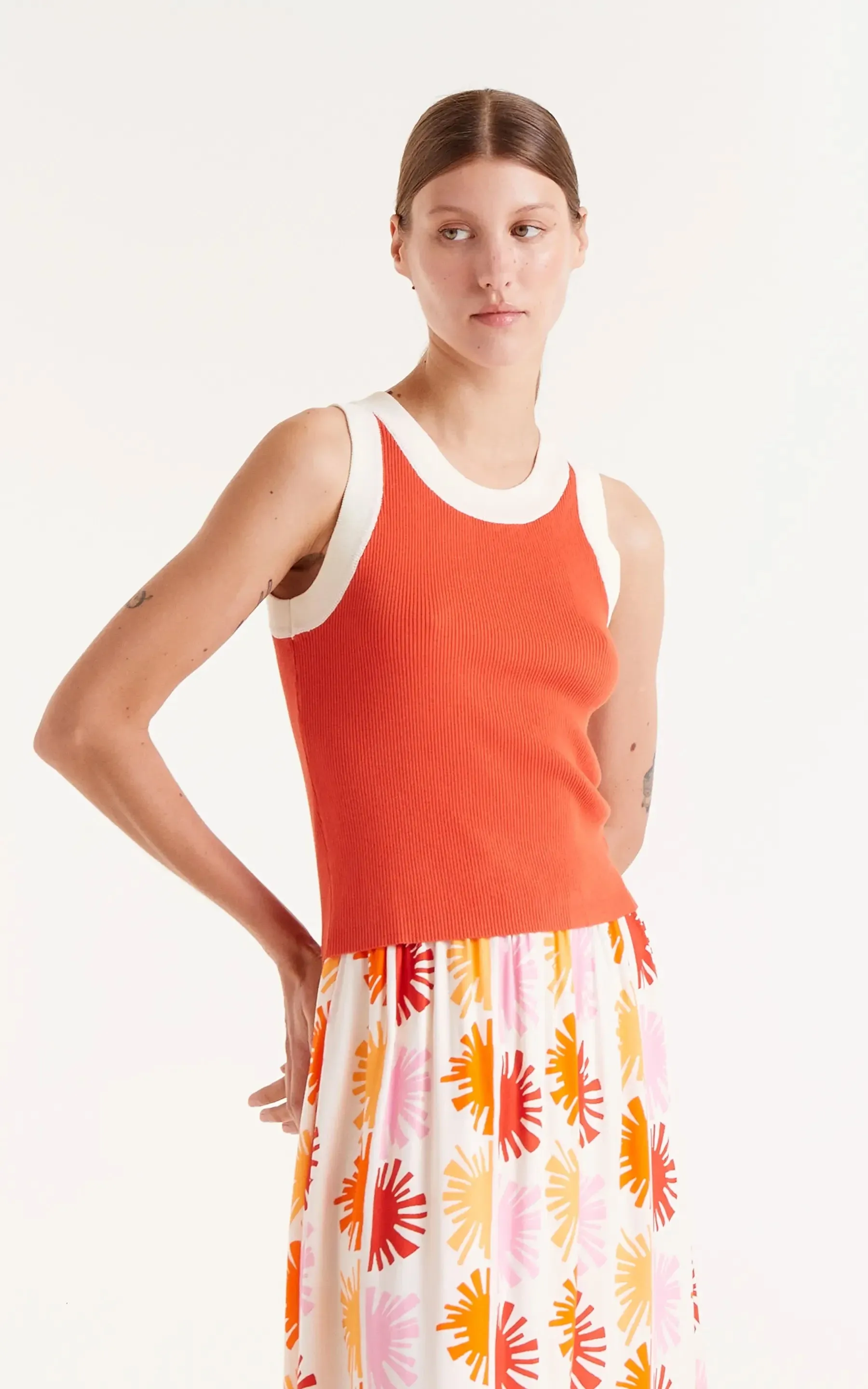 Two Tone Orange Strap Top